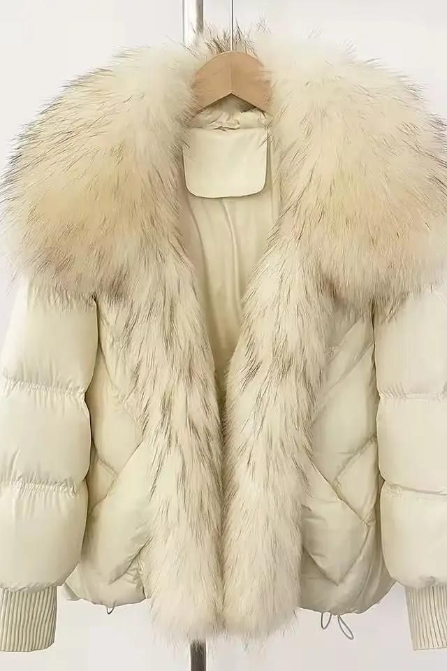 Luxus Jacke mit Kunstpelzkragen