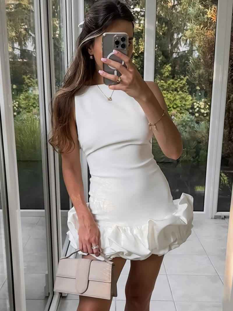 Bailey Minikleid – Rückenfreies Ballonkleid mit Old-Money-Ästhetik