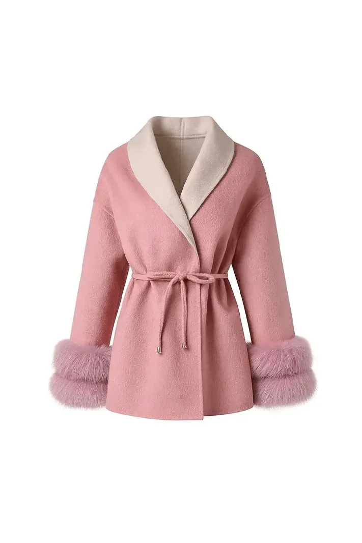 Aurora Wool Coat – Faux Fur Cuffs