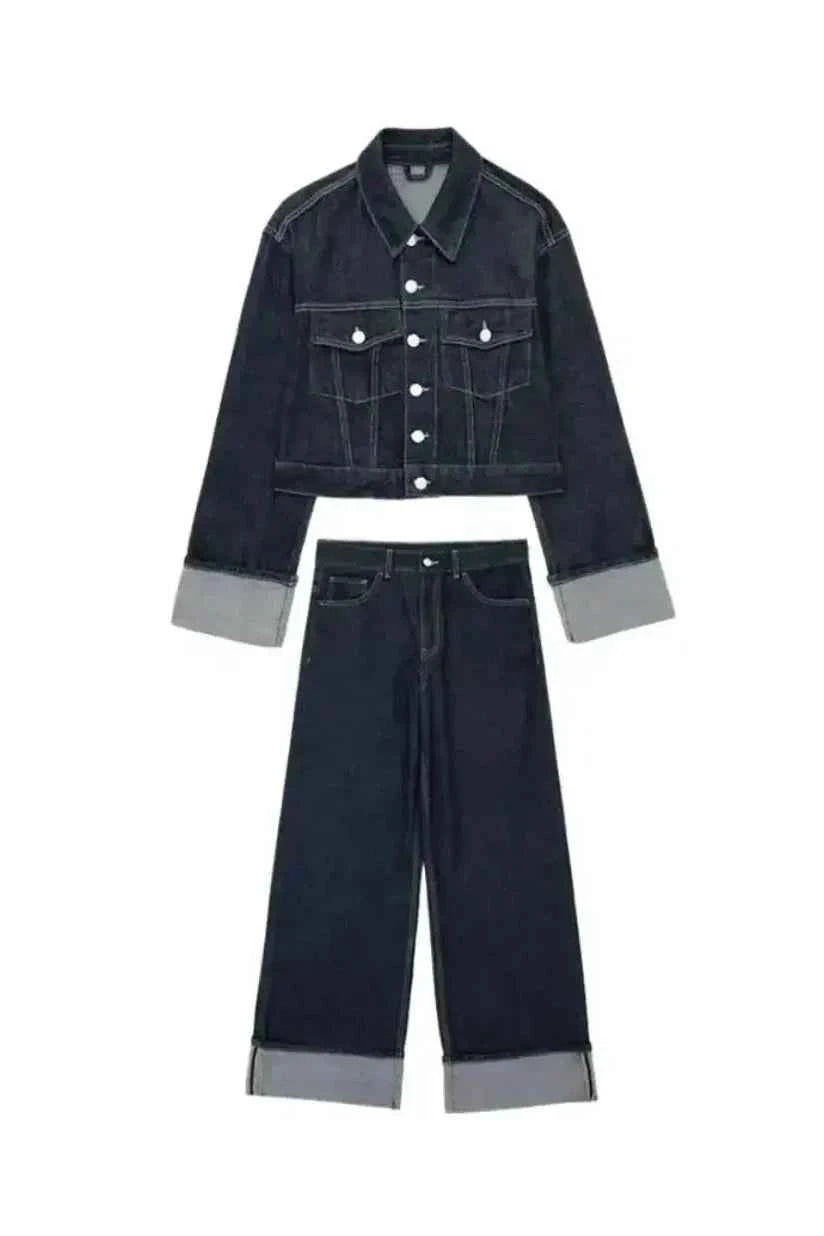 Denim Co-Ord Set – Jeansjacke & High-Waist Wide-Leg Jeans