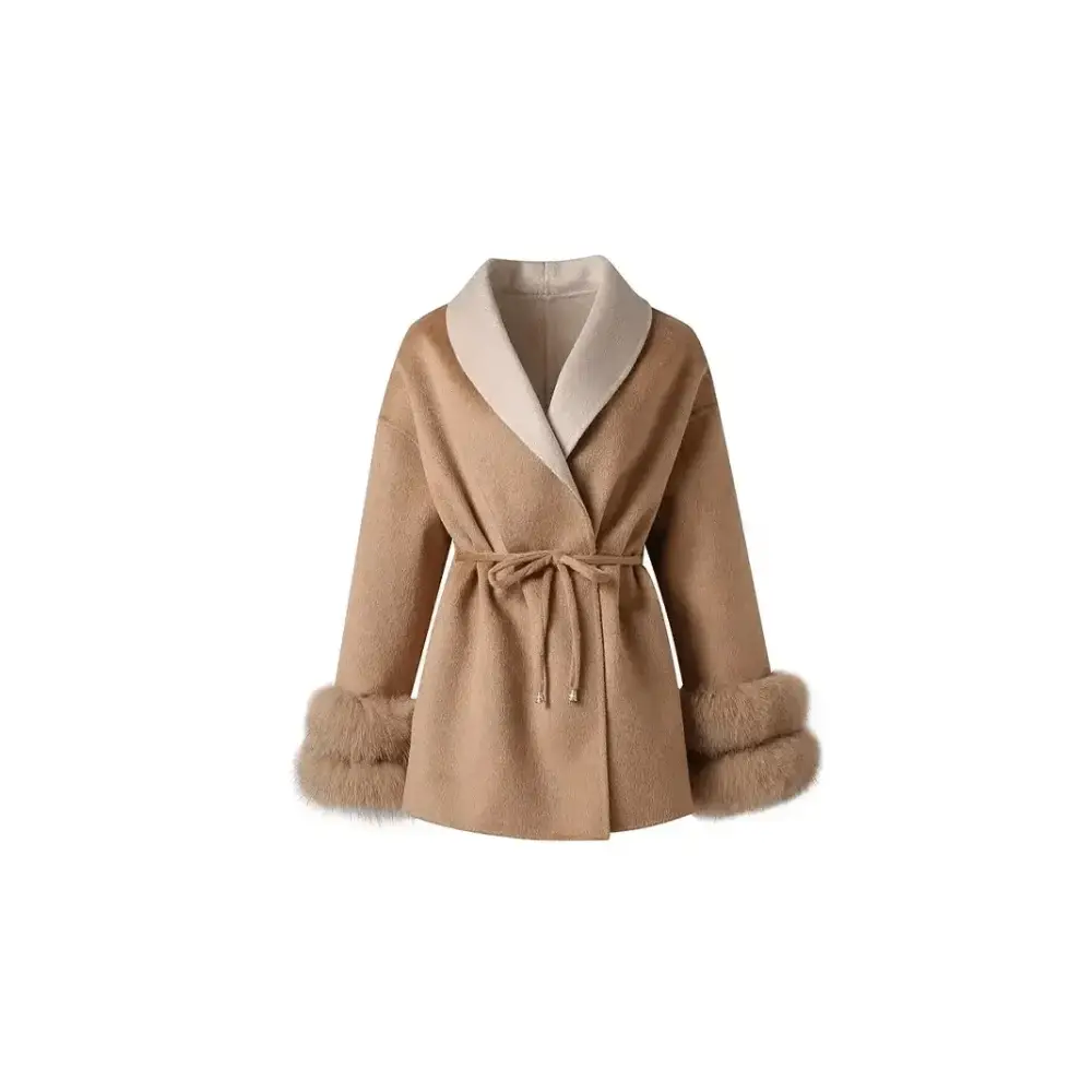 Aurora Wollmantel mit Kunstpelz-Manschetten – Eleganter Wintermantel - Mantel
