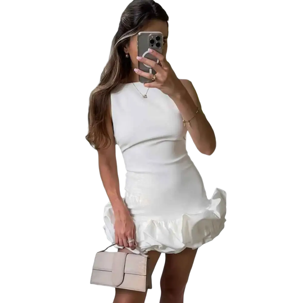Bailey Minikleid – Rückenfreies Ballonkleid mit Old-Money-Ästhetik - Kleid