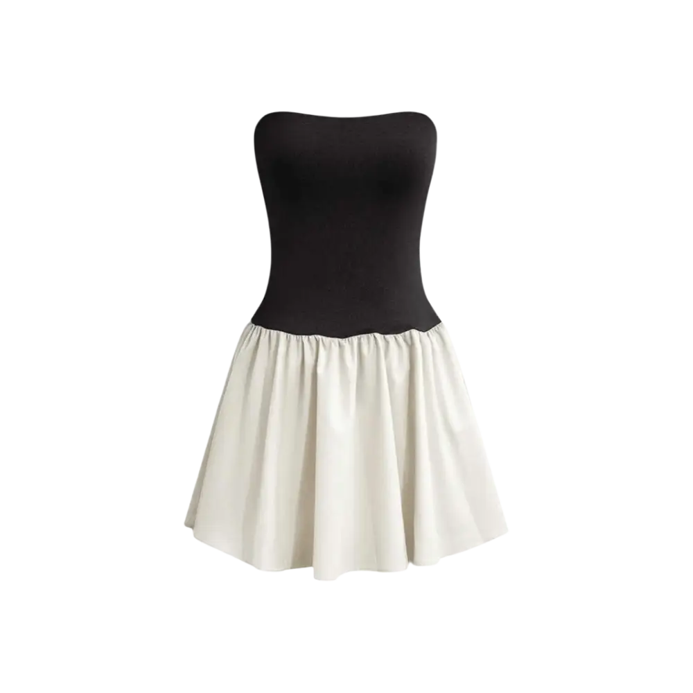 Blair Minikleid Leinen – Gestricktes Trägerloses Kleid für Sommerevents - S