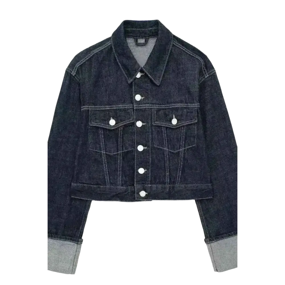 Denim Co-Ord Set: Jeansjacke & High-Waist Wide-Leg Jeans für stylische Looks - Set