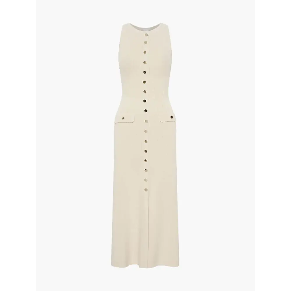 Georgia Maxikleid – Ärmelloses mit Goldknöpfen für jeden Anlass - Kleid