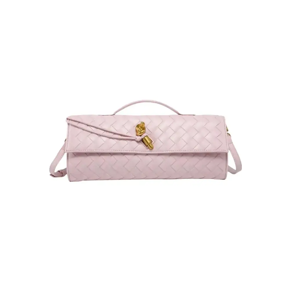Handgeflochtene Leder Clutch mit Golddetails – Designer