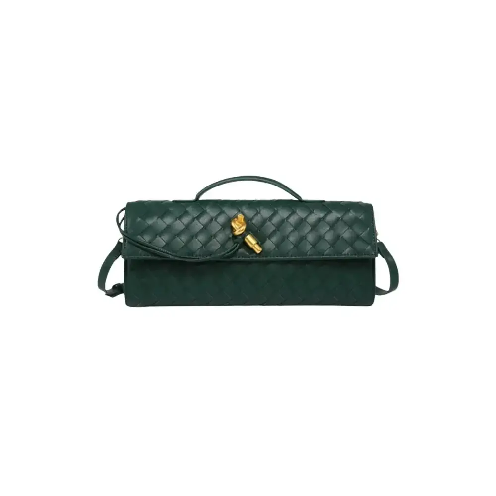 Handgeflochtene Leder Clutch mit Golddetails – Designer