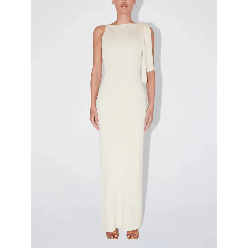 Kylie Knotted Maxikleid – One-Shoulder Kleid mit Knotendetail
