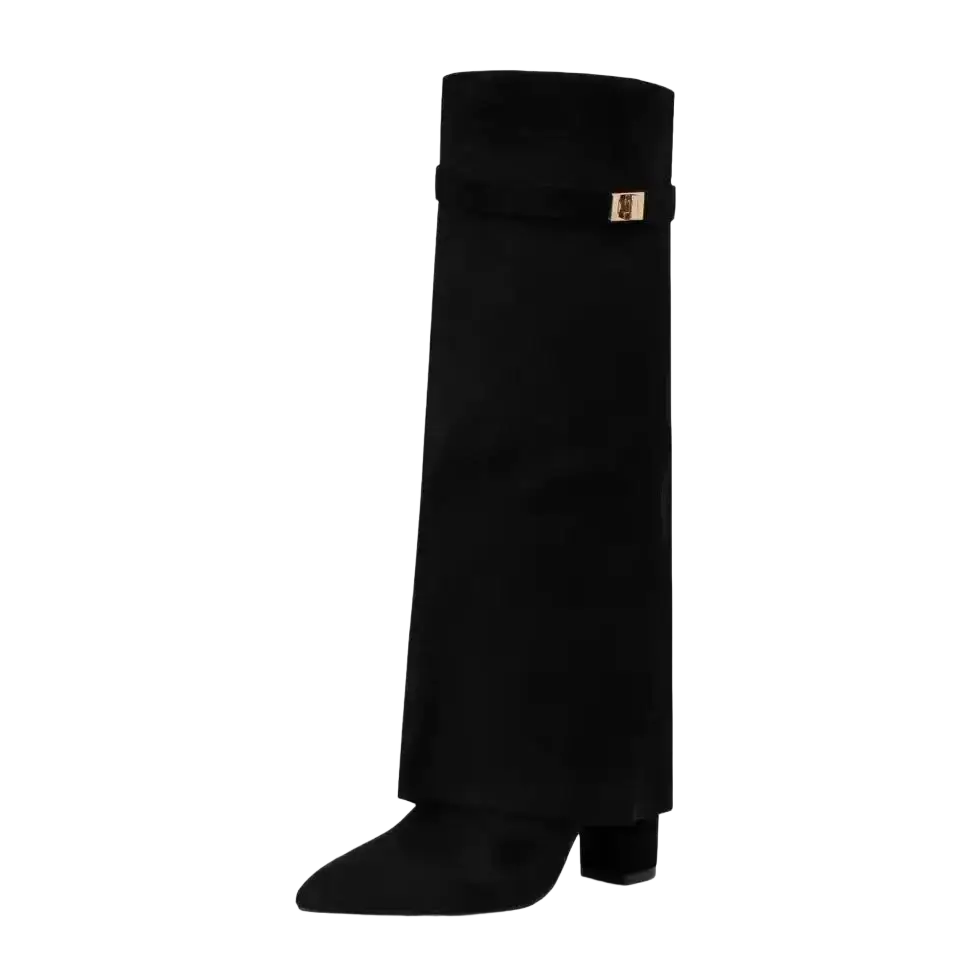 Overknee-Stiefel Damen Veloursleder mit Logo-Detail - Schuhe