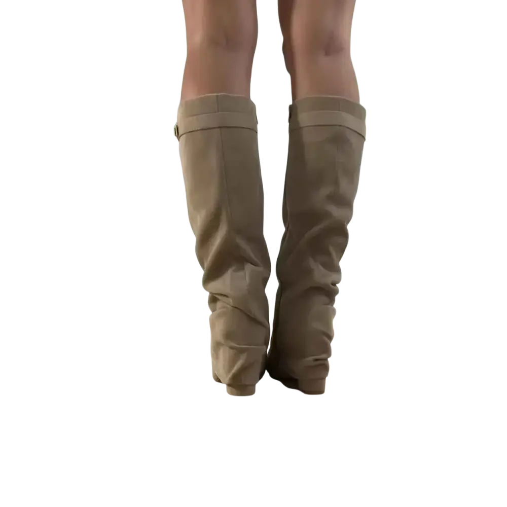 Overknee-Stiefel Damen Veloursleder mit Logo-Detail - Schuhe